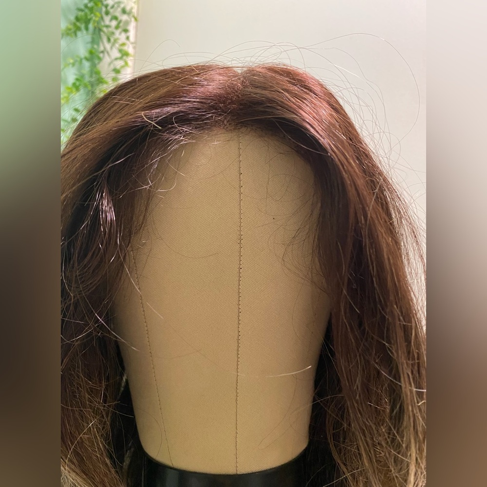 Human/Synthetic Blend Dark Blonde Ombre Lace Front Wig - Picture 9 of 10